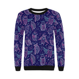 Cute owls pattern boho style ornament Women's Crew Neck Sweatshirt