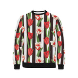 red and white tulips pattern Men's Crew Neck Sweatshirt