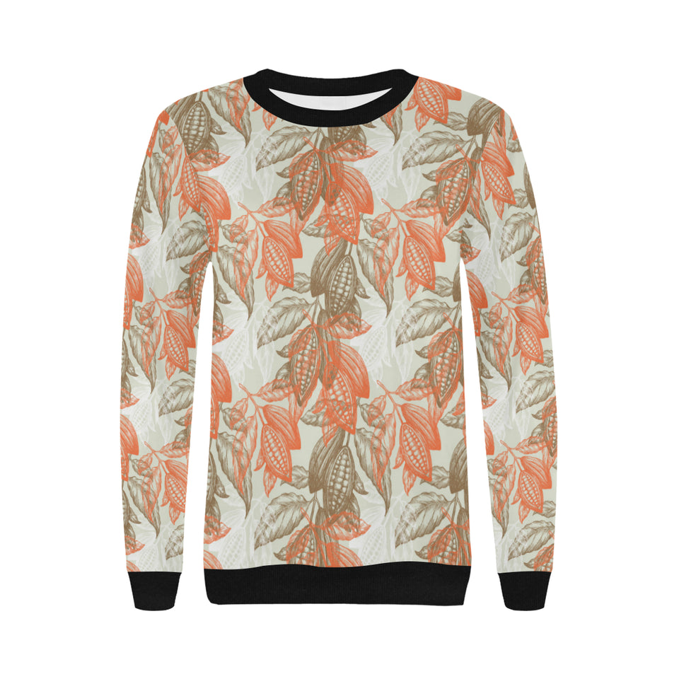 Cocoa beans Cocoa tree pattern Women's Crew Neck Sweatshirt