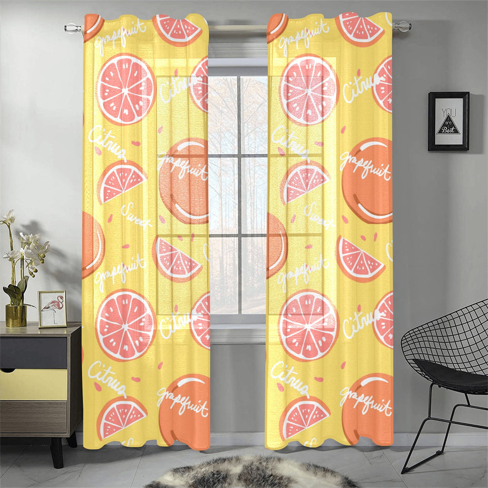 Grapefruit yellow background Gauze Curtain