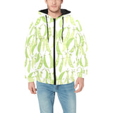 Green Peas Pattern Print Design 03 Men's Padded Hooded Jacket