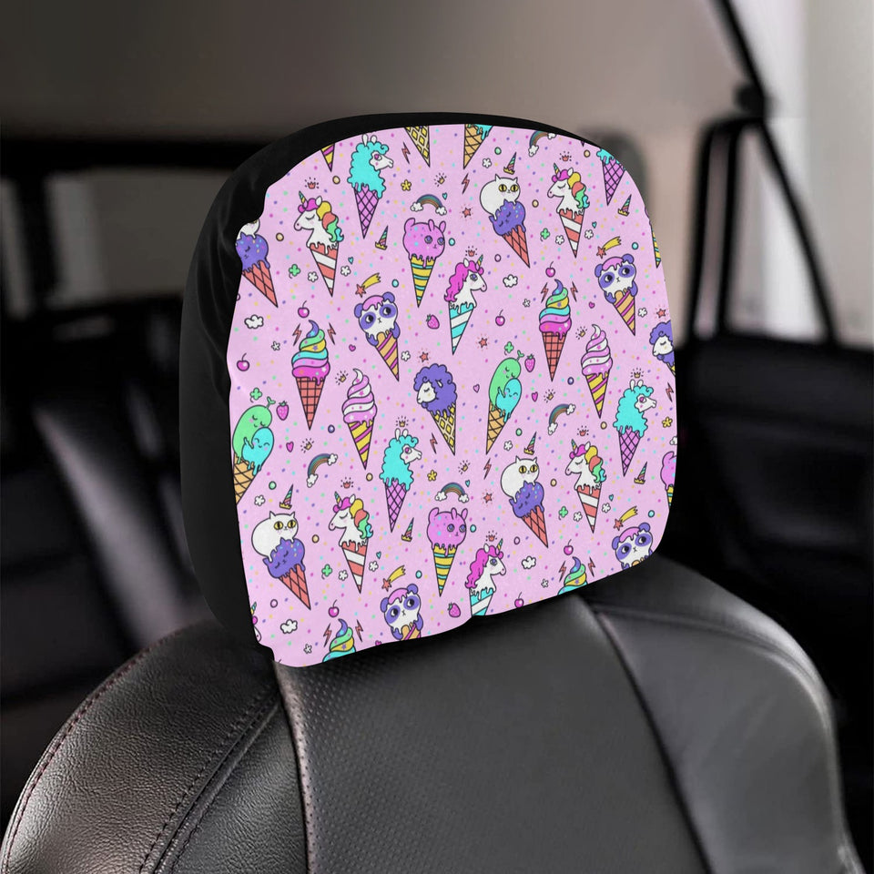 Cute ice cream cone animal pattern Car Headrest Cover