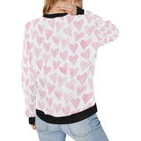 Watercolor pink heart pattern Women's Crew Neck Sweatshirt