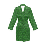 Casino Cards Suits Pattern Print Design 04 Women's Long Sleeve Belted Night Robe