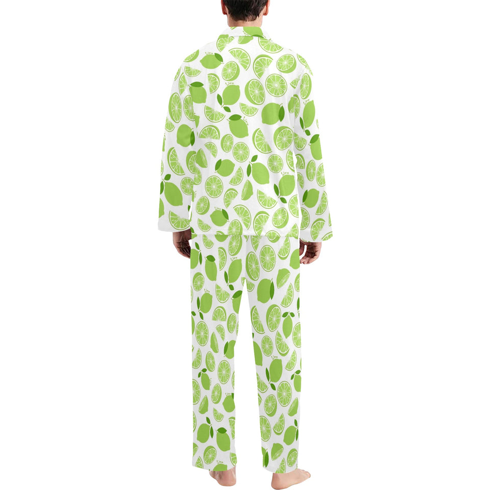 Lime design pattern Men's Long Pajama Set