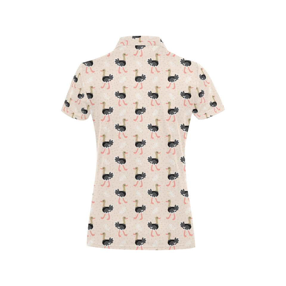 Ostrich Pattern Print Design 05 Women's All Over Print Polo Shirt