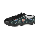 Cute sloths sleeping christmas ball santa hat patt Kids' Boys' Girls' Low Top Canvas Shoes Black