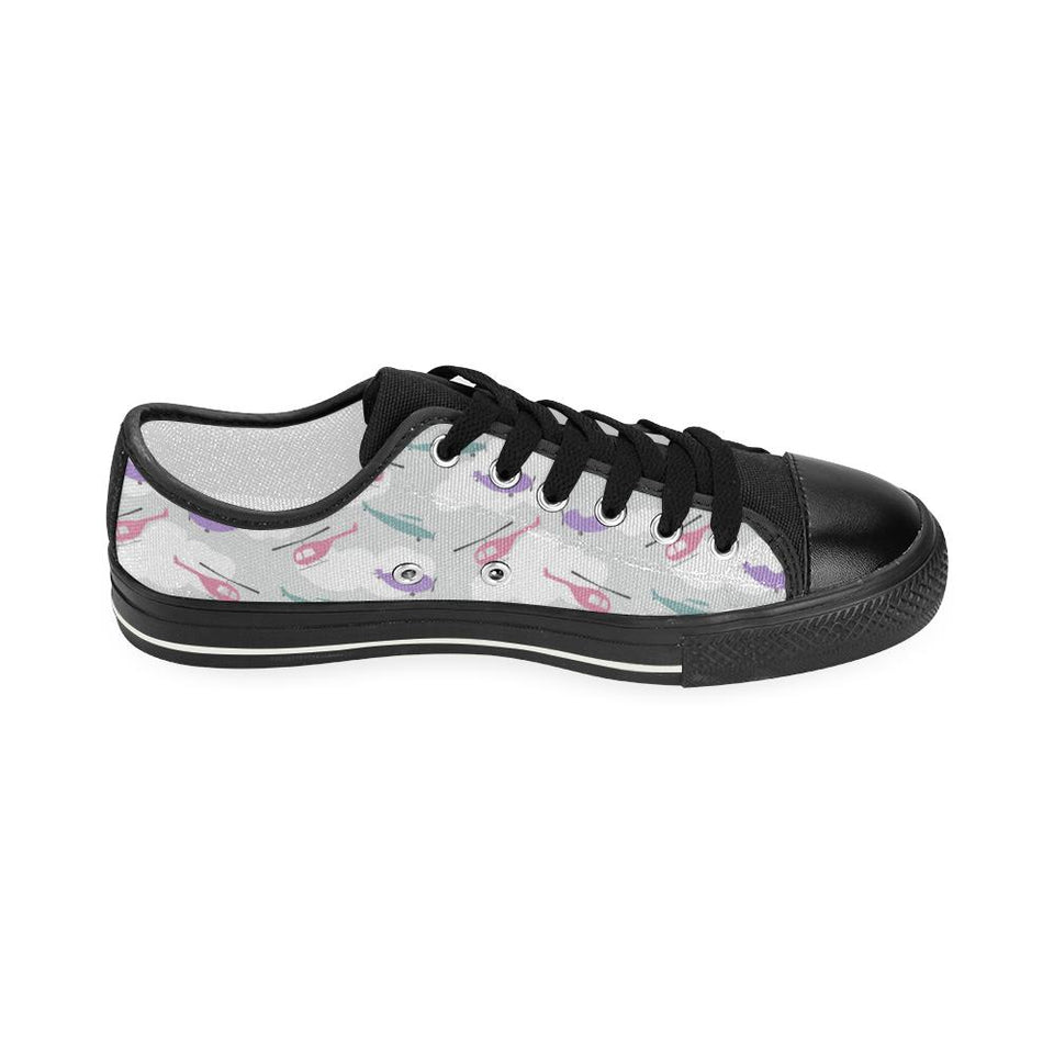 Helicopter plane pattern Kids' Boys' Girls' Low Top Canvas Shoes Black