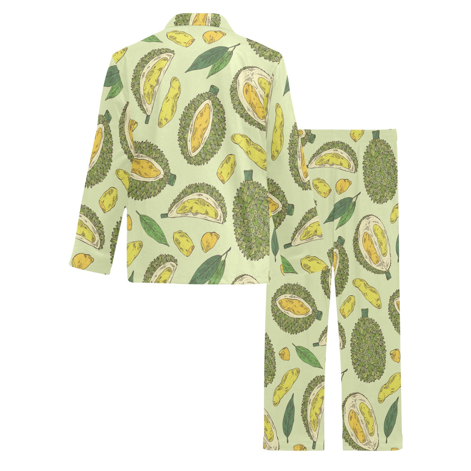 Durian leaves pattern background Men's Long Pajama Set