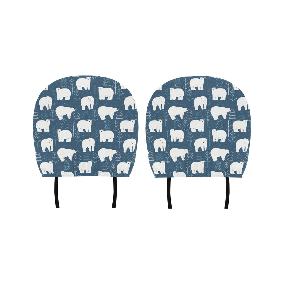 polar bear mother her child pattern Car Headrest Cover