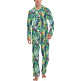 Colorful parrot exotic flower leaves Men's Long Pajama Set