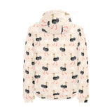 Ostrich Pattern Print Design 05 Men's Padded Hooded Jacket