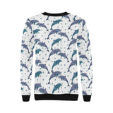 Dolphins pattern dotted background Women's Crew Neck Sweatshirt