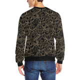 luxurious gold lotus waterlily black background Men's Crew Neck Sweatshirt