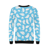 Cute white sea lion seals pattern Women's Crew Neck Sweatshirt