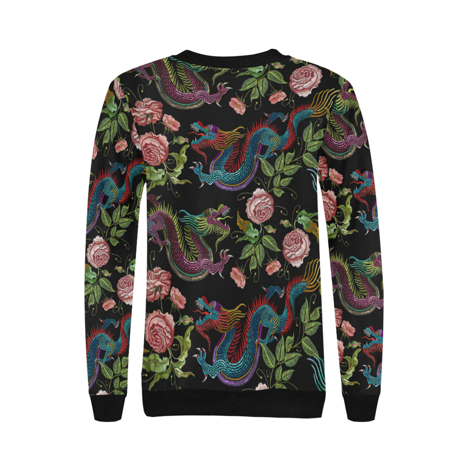 Dragons flower pattern Women's Crew Neck Sweatshirt