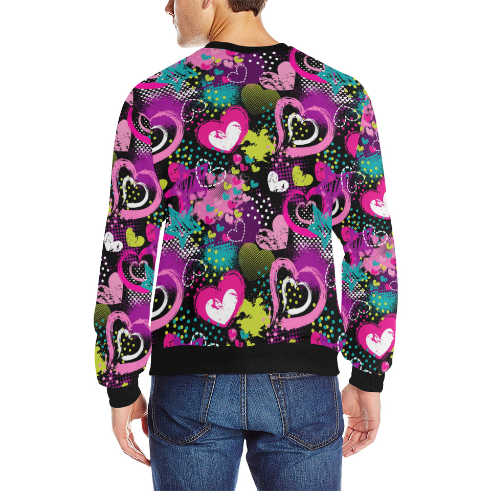 heart dot wave star creative design pattern Men's Crew Neck Sweatshirt