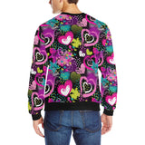 heart dot wave star creative design pattern Men's Crew Neck Sweatshirt