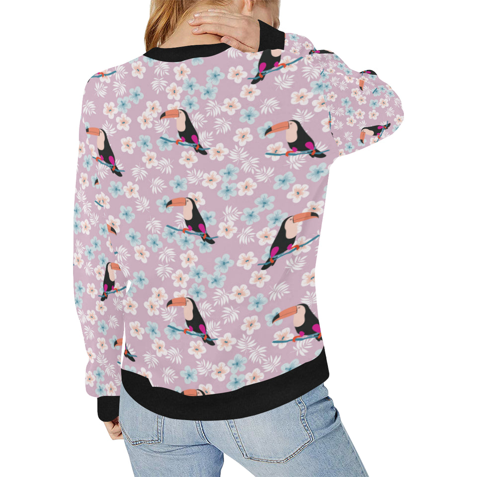 Beautiful toucan flower leaves Women's Crew Neck Sweatshirt