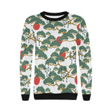 Bonsai red sun japanese pattern Women's Crew Neck Sweatshirt