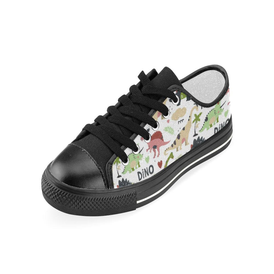 Cute dinosaurs pattern Kids' Boys' Girls' Low Top Canvas Shoes Black