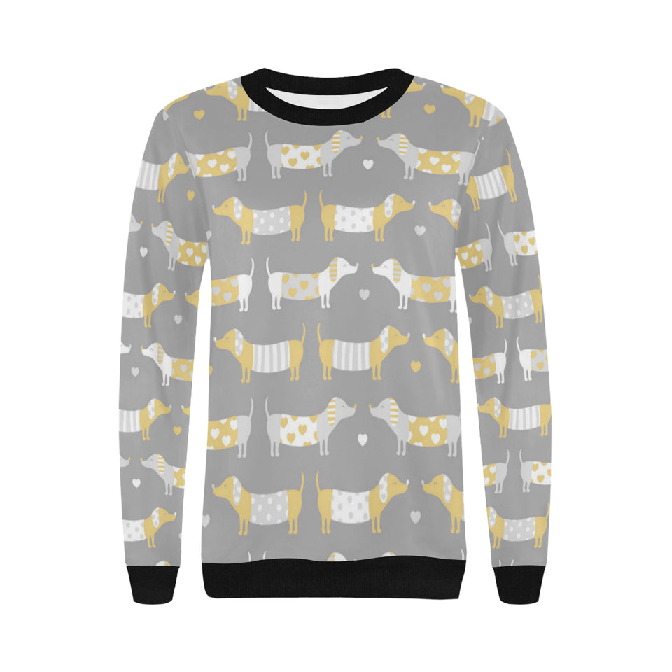 Cute dachshund dog pattern Women's Crew Neck Sweatshirt