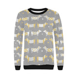 Cute dachshund dog pattern Women's Crew Neck Sweatshirt