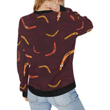 Boomerang Australian aboriginal ornament circle bl Women's Crew Neck Sweatshirt