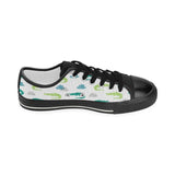 watercolor crocodile pattern Kids' Boys' Girls' Low Top Canvas Shoes Black