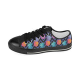 Pineapples pattern zigzag background Kids' Boys' Girls' Low Top Canvas Shoes Black