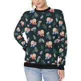 Cute sloths sleeping christmas ball santa hat patt Women's Crew Neck Sweatshirt