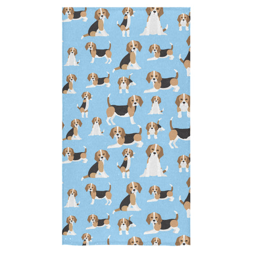 Beagle dog blue background pattern Bath Towel