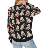 Christmas Pugs Santa_s red cap pattern Women's Crew Neck Sweatshirt