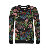 Dragons flower pattern Women's Crew Neck Sweatshirt