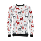 Deer tree snowflakes chrismas pattern Women's Crew Neck Sweatshirt