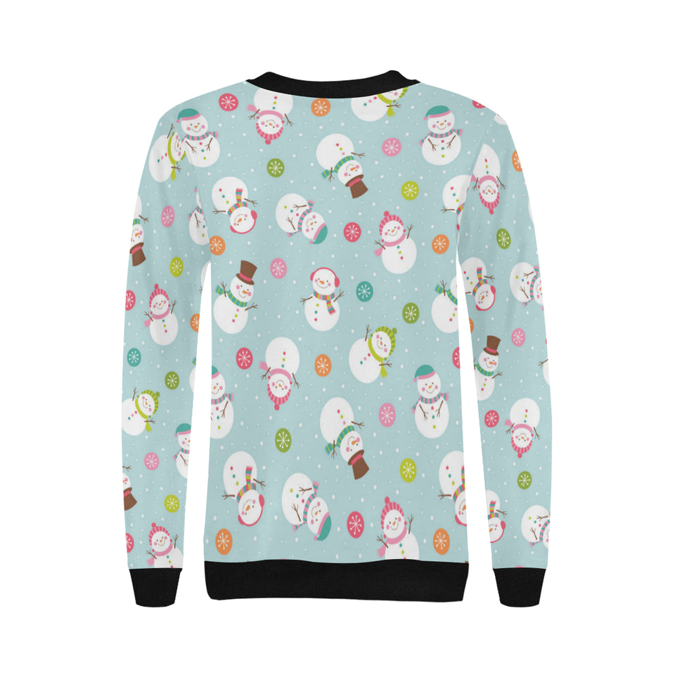 Cute snowman snowflake pattern Women's Crew Neck Sweatshirt