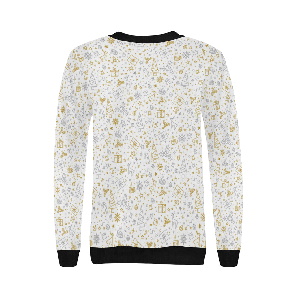 Christmas tree Christmas element Silver gold patte Women's Crew Neck Sweatshirt
