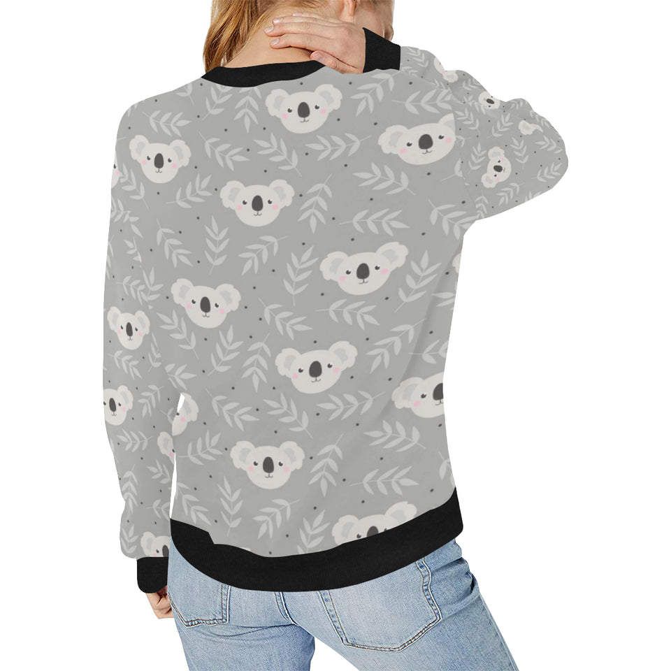 Cute koala leaves pattern Women's Crew Neck Sweatshirt