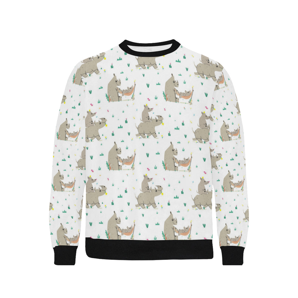 Cute Rhino pattern background Men's Crew Neck Sweatshirt