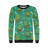 Cute frog dragonfly design pattern Women's Crew Neck Sweatshirt
