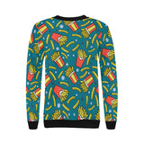 French fries red paper box pattern Women's Crew Neck Sweatshirt