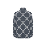 nautical steering wheel rope pattern Women's Long Sleeve Polo Shirt