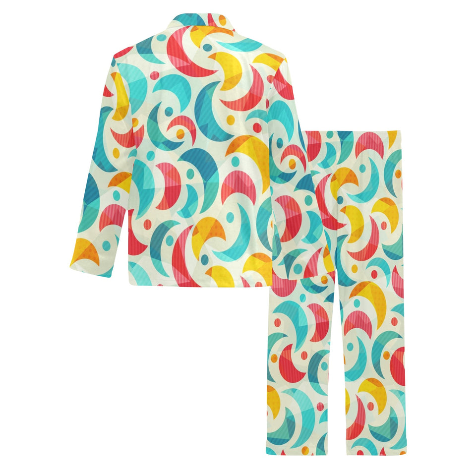 Colorful moon pattern Men's Long Pajama Set