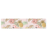 Pink flamingo birds pineapples hibiscus flower pat Table Runner