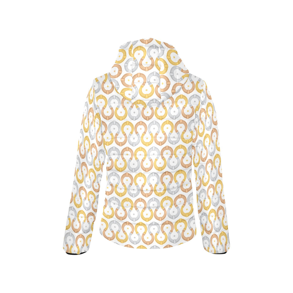 Horseshoes Pattern Print Design 03 Women's Padded Hooded Jacket