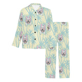 French bulldog hawaii blackground Men's Long Pajama Set