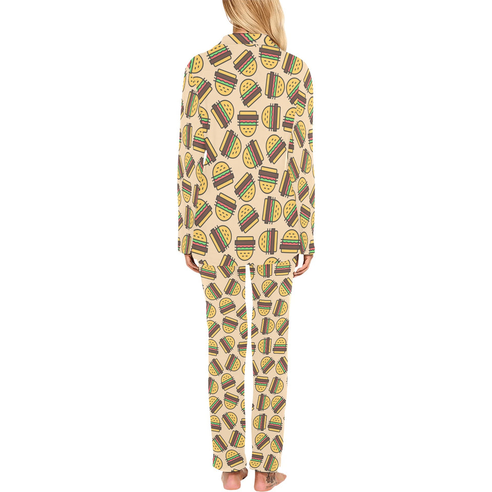 Hamburger Pattern Print Design 01 Women's Long Pajama Set