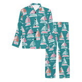 Cute sailboat pattern Men's Long Pajama Set