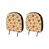 Maple leaf oak leaf acorns beige striped backgroun Car Headrest Cover