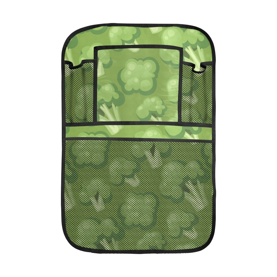 Broccoli pattern green background Car Seat Back Organizer